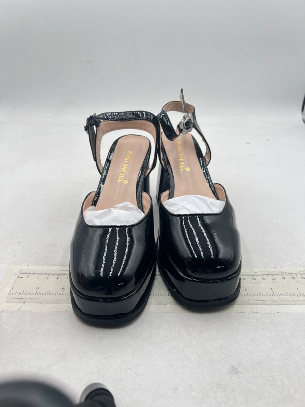 FSJ Black Retro Closed Toe Sandals Platform Ankle Strap Block Heel Pumps Office - Picture 2 of 7